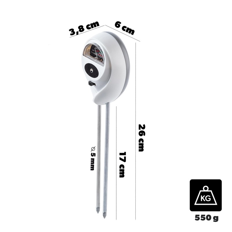 KADAX 3-in-1 Bodenmessgerät mit Feuchtigkeitsmesser, pH-Wert-Tester und Lichtmessung, Boden Messgerät,