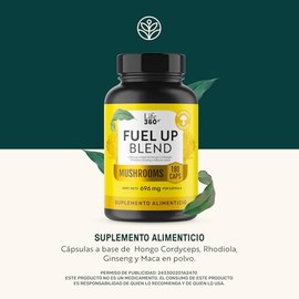 LIFE 360+ Fuel Up Blend Cordyceps + Rhodiola| 180 cápsulas|1392mg p/porción