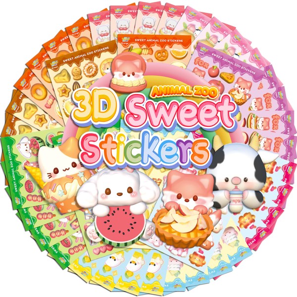 Tageenla 3D Animal Scratch and Sniff Stickers - 45 Sheets