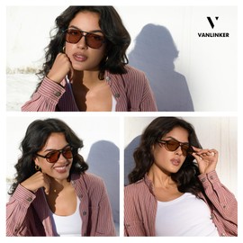 VANLINKER Retro 70s Aviator Sunglasses for Women Men,Classic Square Vintage Trendy Hexagonal Shades 2025 UV400 VL9870, C1 Black Frame/Gray Lens, middle