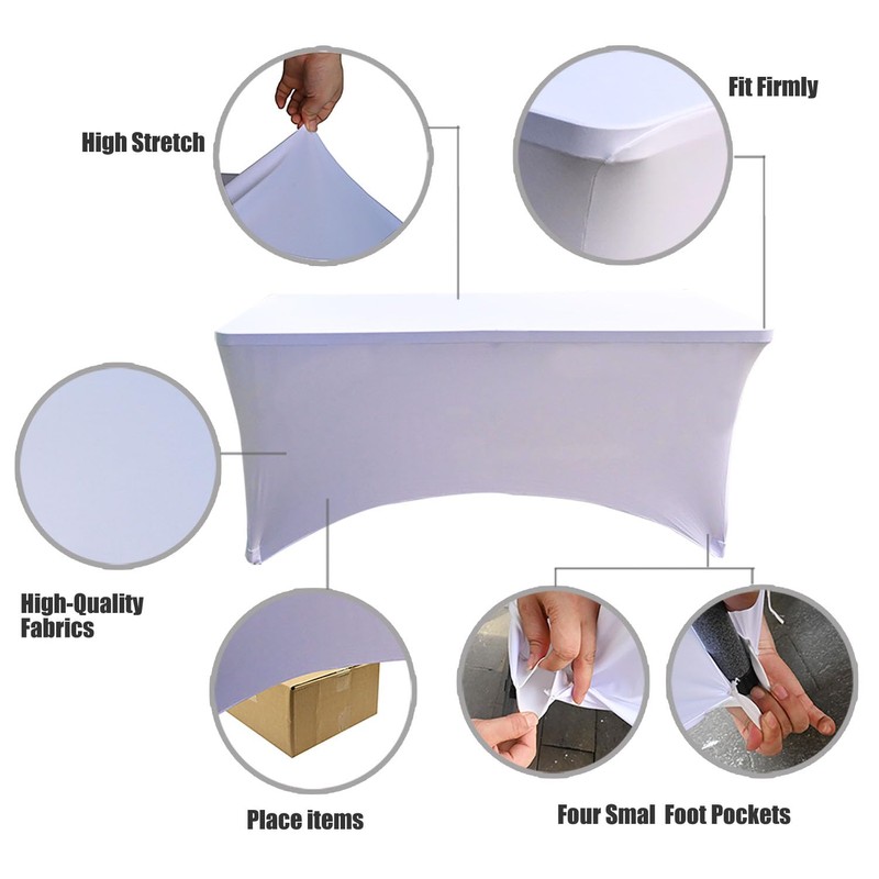 Yoquare 1 Pack Thick White 5FT Streych Spandex Table Cover
