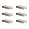 LC LICTOP Arc Modern Thick Finger Edge Pull 80mm/3.15" Rounded Angle Brushed Nickel Hidden Drawer Pull 64mm/2.52" Hole Center 6Pcs