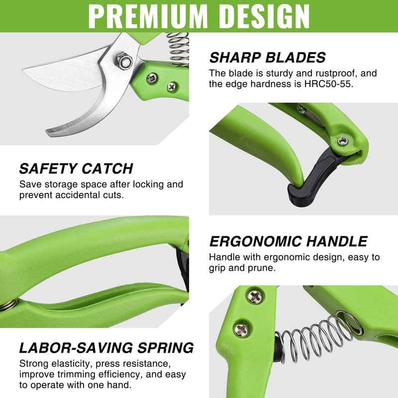 WORKPRO 2-Piece Pruning Shears Set 8" Bypass Garden Shears &