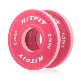 RITFIT Weightlifting Dumbbell & Barbell Plates Stainless Steel Rubber Coated Bumper Plates Stainless Steel Plate Full Rubber Cover Olympic Barbell Compatible Shaft Hole Diameter 50mm 5cm Weight Plate