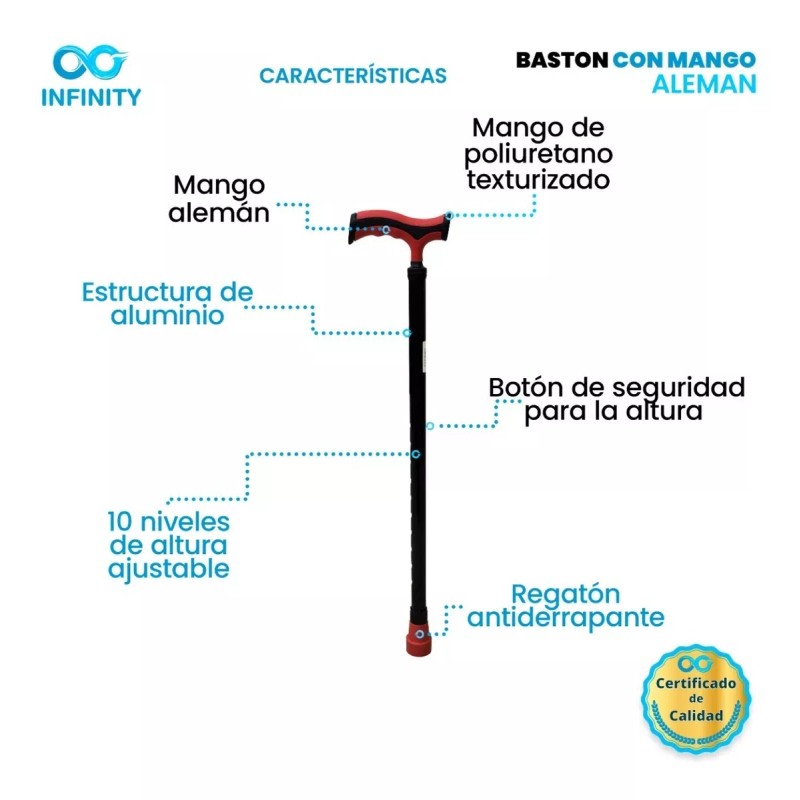 Infinity Bastón Con Mango Alemán Infinity Ligero Resistente