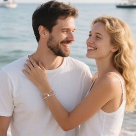 AzureRay Partner Armbänder für Paare, Pärchen Armband Herren & Damen, Herz Design Armkette, Silberfarben Alloy Schmuck, Geschenkidee für Valentinstag & Jahrestag