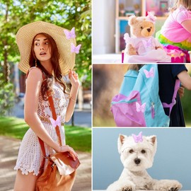 16pcs Butterfly Lace Trim, Butterfly Decor Applique Patches,Double Layers Organza Butterfly Lace Fabric Embroidery Sewing Lace DIY for Wedding Bride Hair Dress Hat Accessories(Purple)