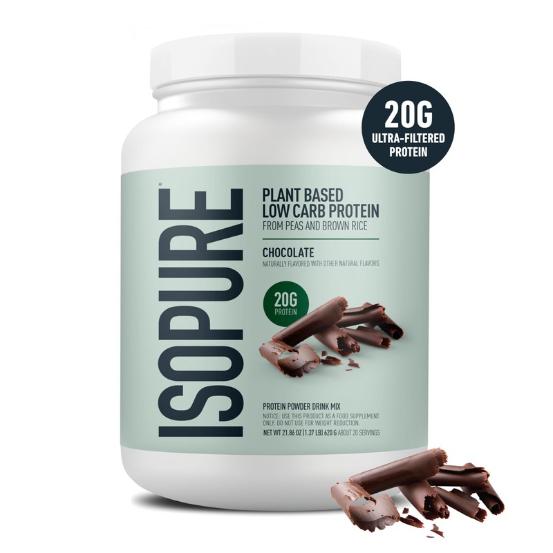 Isopure Plant-Based Protein Powder, Lactose Free, Gluten Free, With Iron,