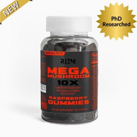 MEGA Mushroom 10X | PhD Researched | Loaded With Powerful Mushrooms Trusted for Thousands of Years | 60 Gummies