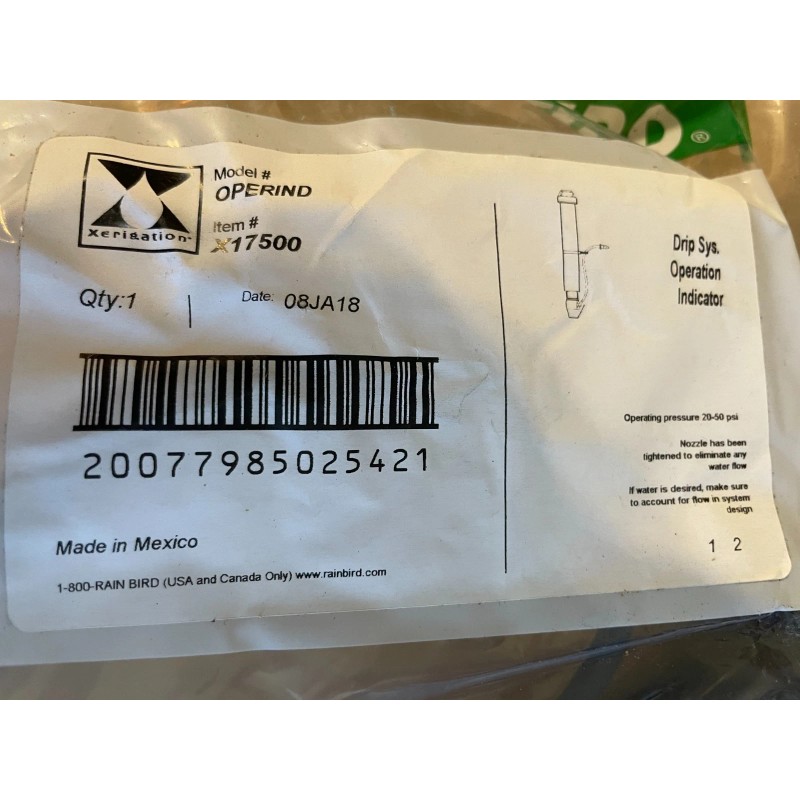 Rain Bird drip system operation 6" pop-up indicator, model OPERIND,