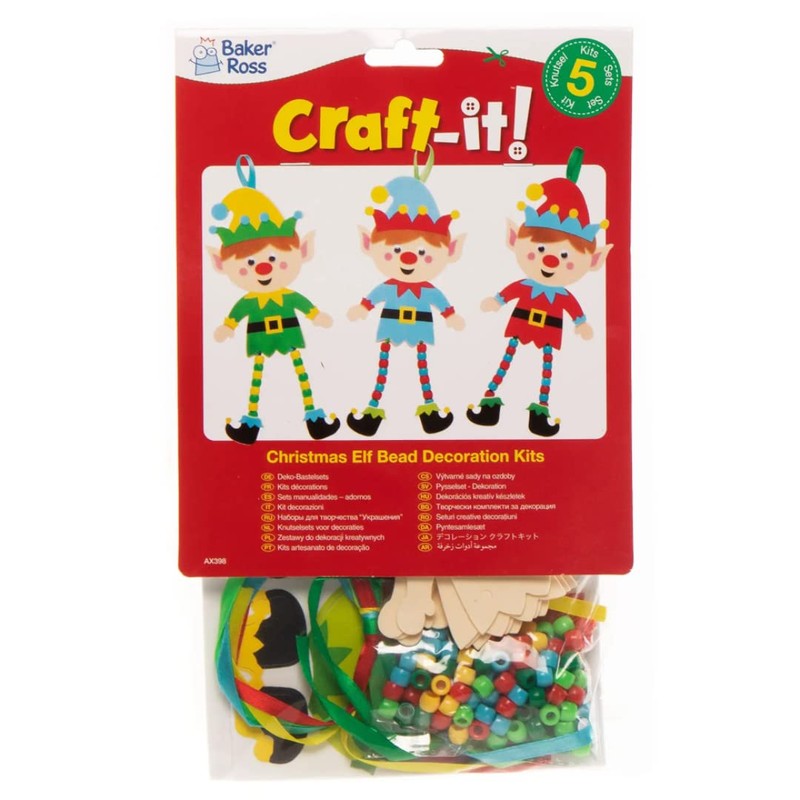Baker Ross AX398 Christmas Tree Elf Decoration Kits - Pack