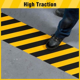S&X Black/Yellow Anti Slip Tape 12" x 33 FT, Heavy-Duty Grip Tape for Stairs Outdoor Waterproof Safety Non Skid Roll High Traction Non Slip Treads with Hard-Wearing Surface