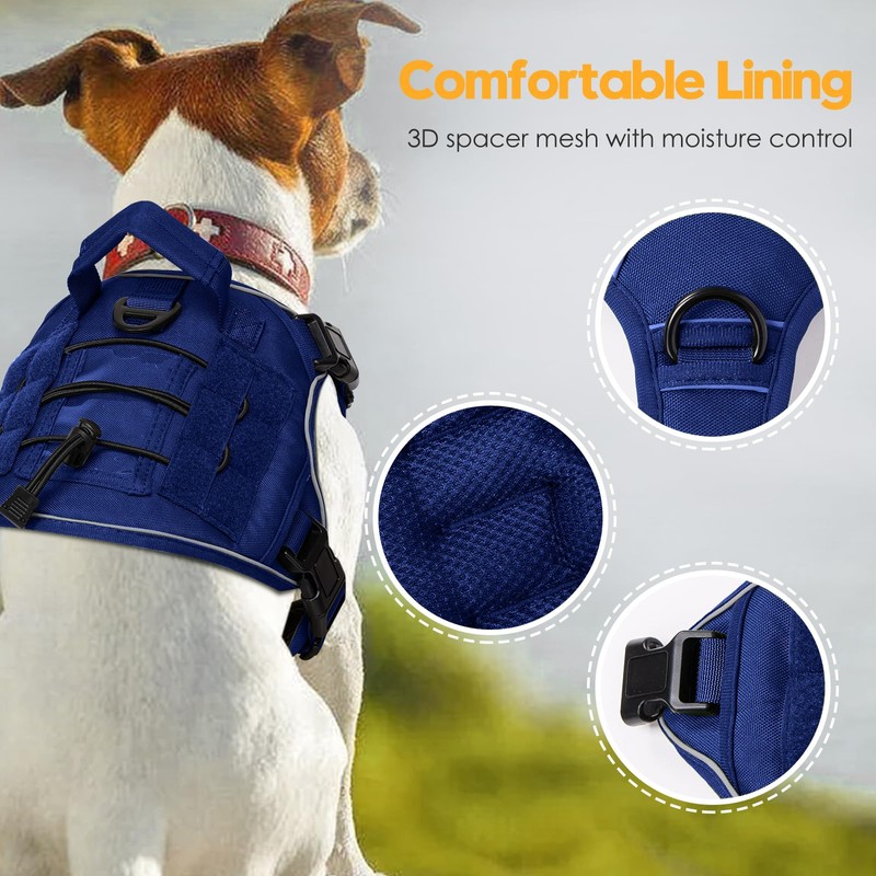 Heavy-Duty Tactical Dog Harness for Large Dogs, No Pull Adjustable