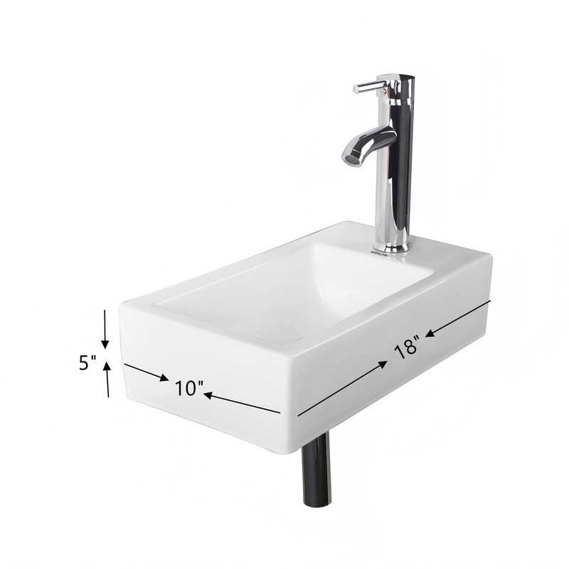 18"D x 10"W x 5"H Small White Ceramic Corner Wall-Mount