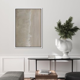SIGNFORD Framed Canvas Print Wall Art Duotone Minimal Paint Stroke Collage Abstract Shapes Illustration Modern Art Decorative Nordic Chic Relax/Zen for Living Room, Bedroom, Office - 24"x36" White