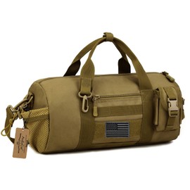 ArcEnCiel Bolsa de lona táctica Hombres Gimnasio Paquete Militar Bolsas de hombro Molle Zapatos Almacenamiento Bolso deportivo con parche (Marrón)