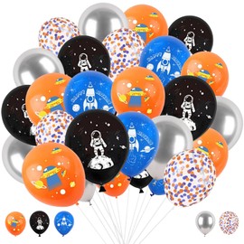 35 Stück Weltraum Luftballons Geburtstag, Astronauten Luftballon, Raumschiff Ballon, Latex Ballons Konfetti Luftballons, Weltraum Helium Ballon für Baby Geburtstag Shower Weltraum Themen Party Deko