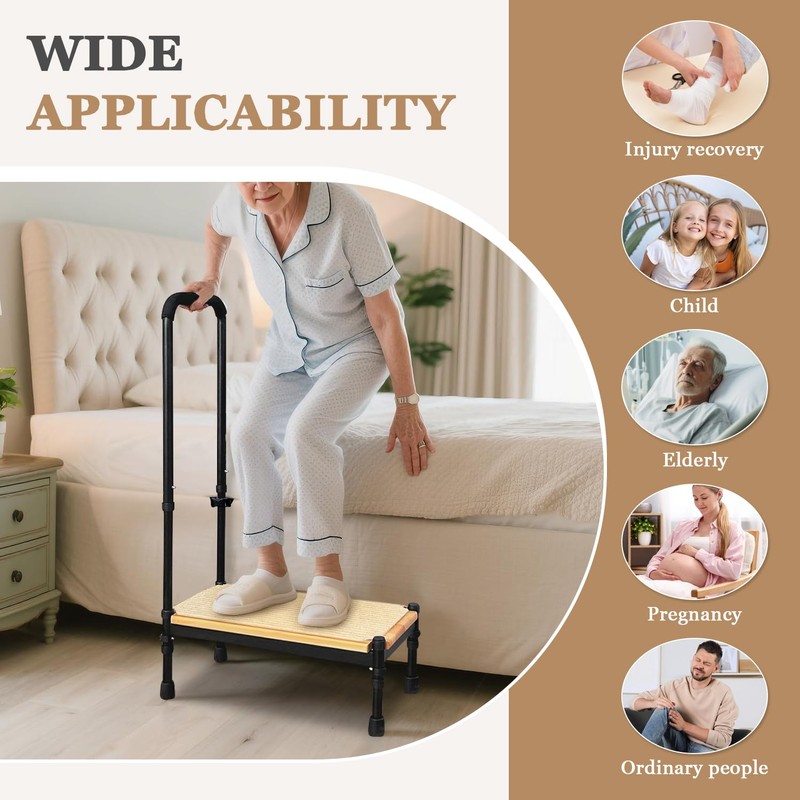 Step Stool with Handle for Elderly Adults, Medical Bedside Stepping