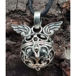 Angel Caller Pendant Made From 925 Sterling Silver 16 mm Diameter, with Sound Ball