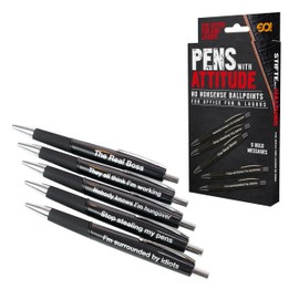 Funtime Gifts Pens with Attitude – 5 Hilarious Ballpoint Pens for Everyday Use!