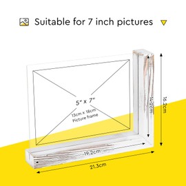 SUPAWAY Set of 2 Photo Frames Vintage Wooden Base Picture Frame L Shapes MDF Base Photo Frame with 2 Double-Sided Transparent Acrylic Plastic Film for 13 x 18 cm Photos Table Stand Horizontal Vertical