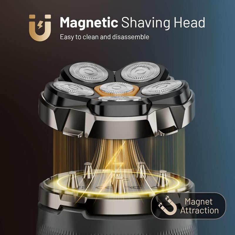 Head Shaver for Bald Men,Magnetic Electric Razor,Large Battery Capacity, LED