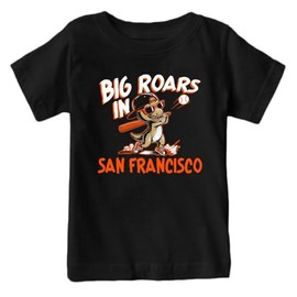 Big Roars in San Francisco Kid's Dinosaur T-Shirt for Baseball Fans (Black T-Shirt, YL)