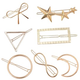 HZAOPZE Pack of 7 Circle Hair Clips Hollow Round Gold Hair Clip Hair Pin Minimalist Bobby Pin Rust and Corrosion Resistant Alloy Hair Pin for Gilrs and Women