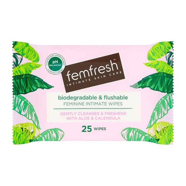 Femfresh Biodegradable & Flushable Wipes 25 Pack