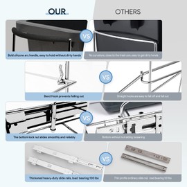 Tanamu Pull Out Trash Can Under Cabinet，Under Sink Slide Out Garbage for Kitchen，Requires 13" W X 18" D Minimum Cabinets，Chrome Adjustable for 7-10 Gallon Trash Can