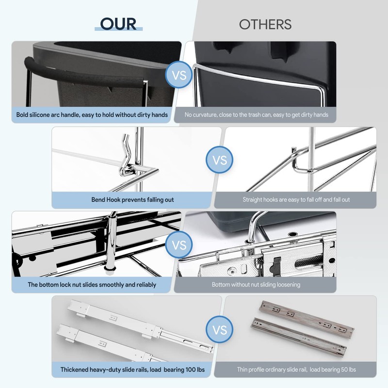 Tanamu Pull Out Trash Can Under Cabinet，Under Sink Slide Out