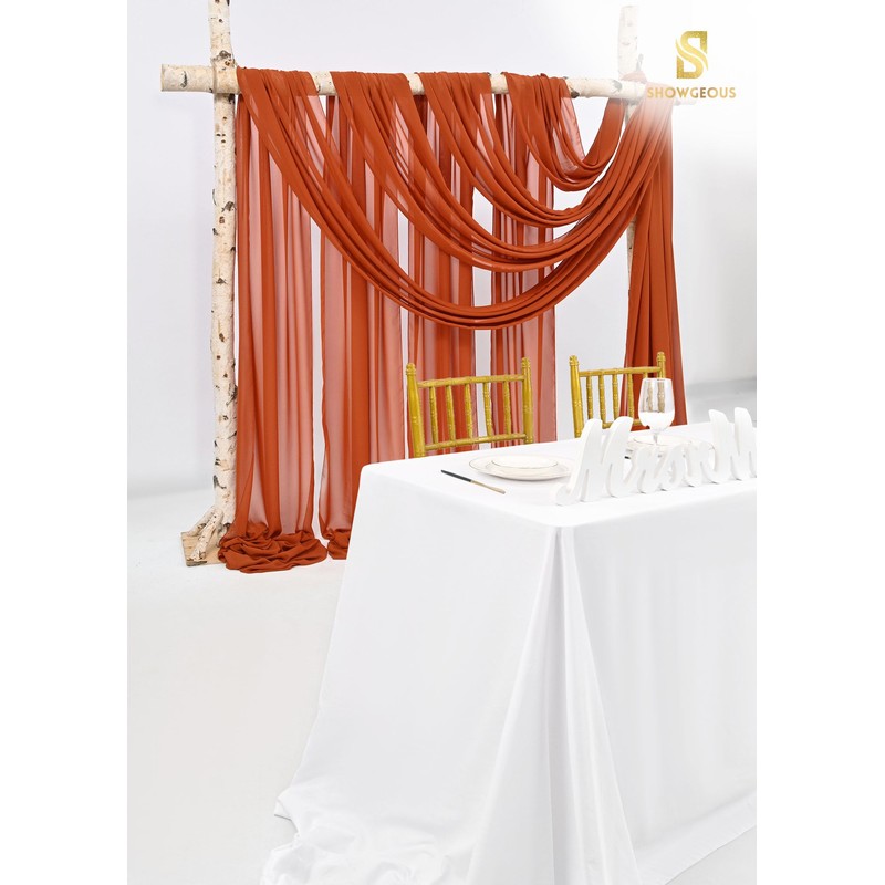 Showgeous Wedding Arch Draping Fabric 2 Panels 28" x20Ft Terracotta