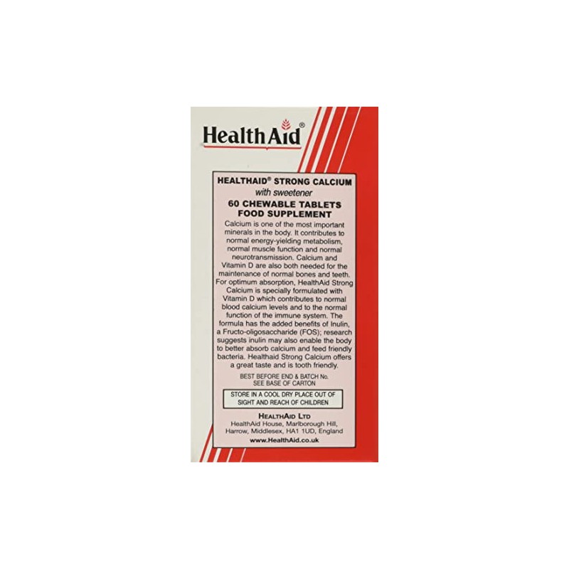 HealthAid Calcium 600mg - Chewable - 60 Vegetarian Tablets
