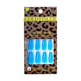 GoldFinger Press On Nails Full Cover Nails Glue On Nails Manicure Long Fake Nails with Glue (Essential)