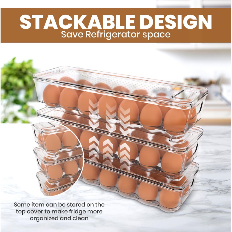 Utopia Home Egg Container With Lid and Handle for Refrigerator