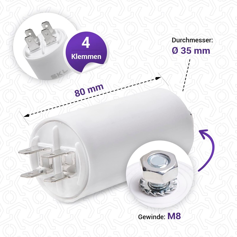 Vioks.pro CBB60 Capacitor 9µF 450 V Motor Start Capacitor Universal