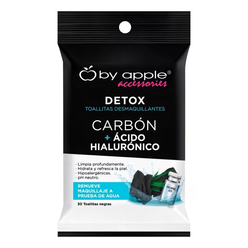 By Apple Toallitas Desmaquillantes Carbón & Ácido Hialurónico 30 Pzs