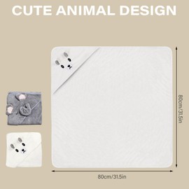 PORFOYO Baby Hooded Towel, Pack of 3 Baby Towels, Hood, 80 x 80 cm, Baby Towel with Hood, Bath Towel, Toddler Bath Towels, Children's Towel, Bath Towels, Baby Bath Towels