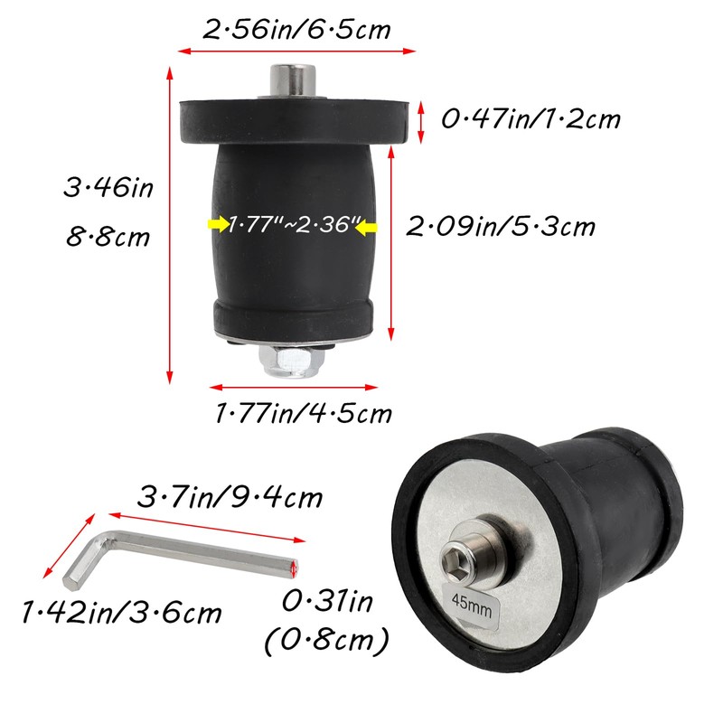 Antrader Expandable Sealing Plug,1.77" to 2.36" Leakproof Rubber Plug with