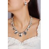 YERTTER Sparkle Full Rhinestone Choker Square Crystal Chain Necklace Earrings