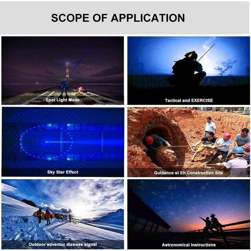 High Brightness, Long-Distance Blue Light Lighting Equipment, Variable Zoom, Rechargeable