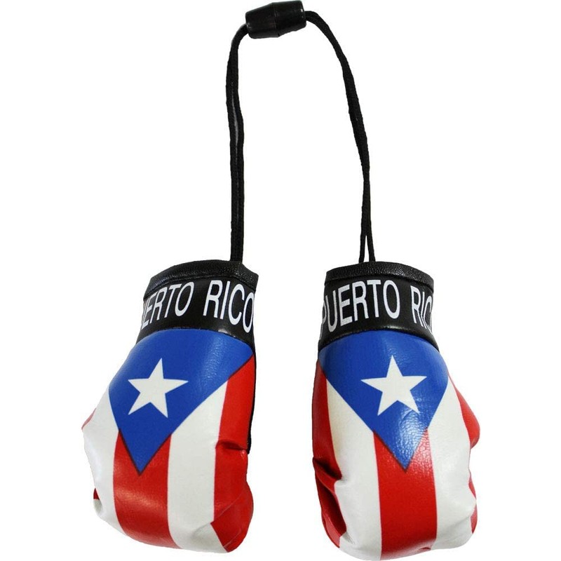 Puerto Rico window hanging car flag and boxing glove set