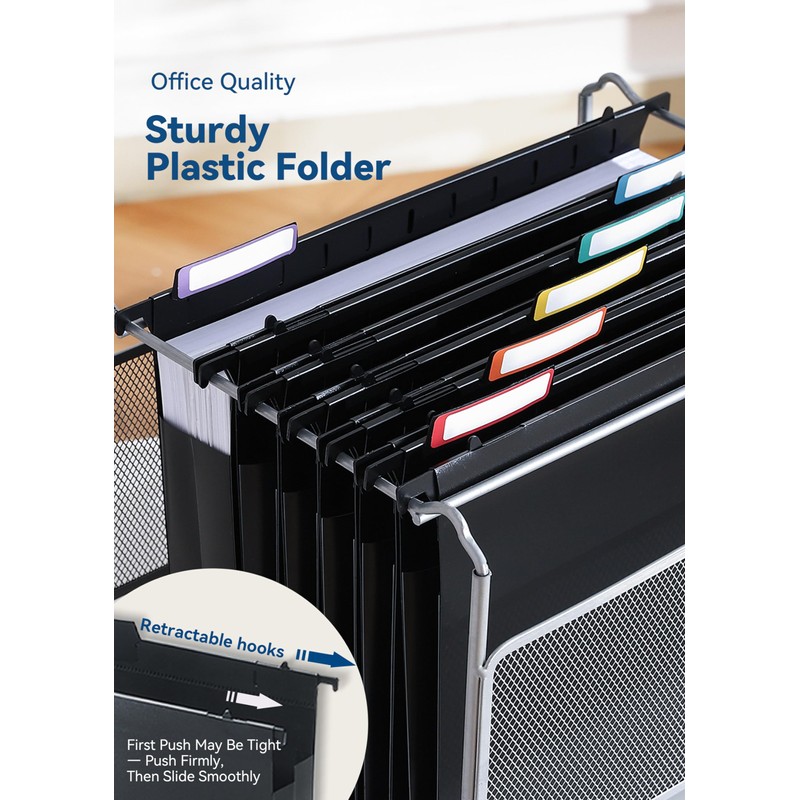 SortRax Plastic Extra Capacity Hanging File Folders, 2" Expanding Pocket,