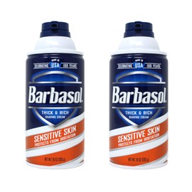 Barbasol Sensitive Skin Thick and Rich Shaving Cream, 10 Ounce Pack of 2