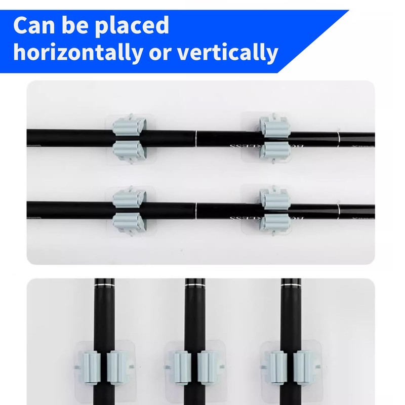 White 6-Pack Fishing Rod Holders for Garage, Wall, Boat, No-Drill