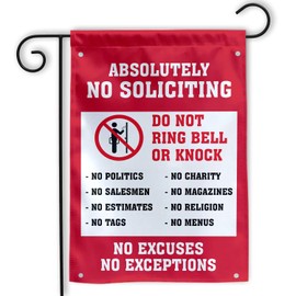 MAIANEY (12"x18") Funny No Soliciting Garden Flags No Soliciting Yard Sign No Trespassing Garden Flag Do Not Ring Bell Or Knock No Excuses No Exceptions Outside Decorations House Porch Double Sided