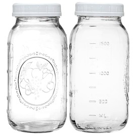 Wide Mouth Mason Jars 64 oz for Preserving, Canning, Pickling, Fermenting and Storage: Incl. Food Safe BPA Free Leak Proof Wide Mouth Lid with Gasket - Large Half Gallon Mason Jars