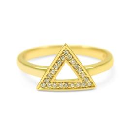 The Collegiate Standard 14k Gold Plated Delta Geometric Triangle Ring with CZs (6.0)