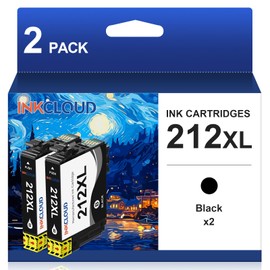 212XL Remanufactured Black Ink Cartridge Replacement for Epson 212 212XL T212XL Compatible Workforce WF-2830 WF-2850 Expression Home XP-4100 XP-4105 Printer 2 Pack