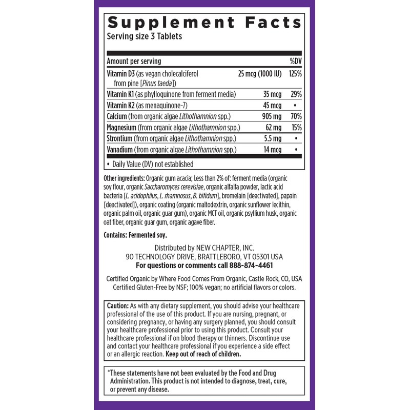 New Chapter Calcium Supplement - Bone Strength Plant-Based USDA Organic
